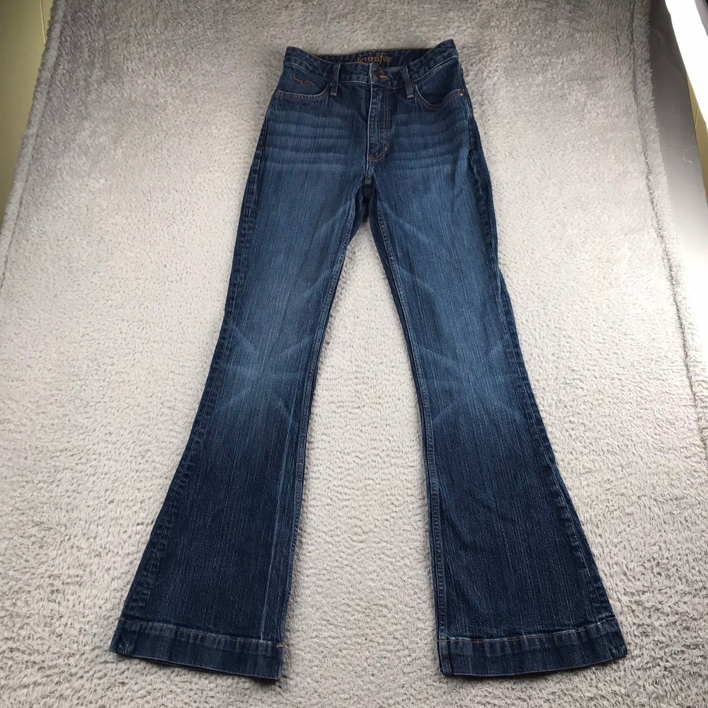 Kimes Ranch Jennifer Jeans Womens 2 (28x32) Blue Flare High Rise Western Denim
